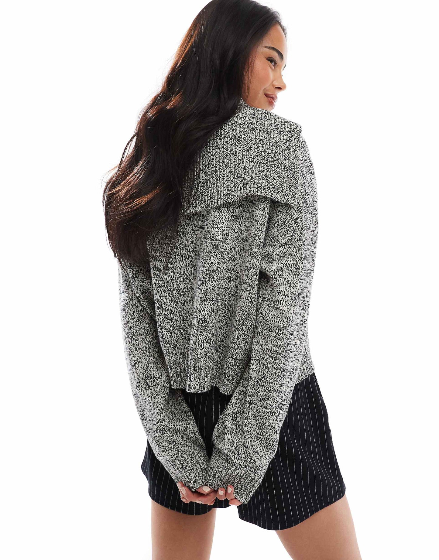 Knitted Zip Through Fly Collar Cardigan