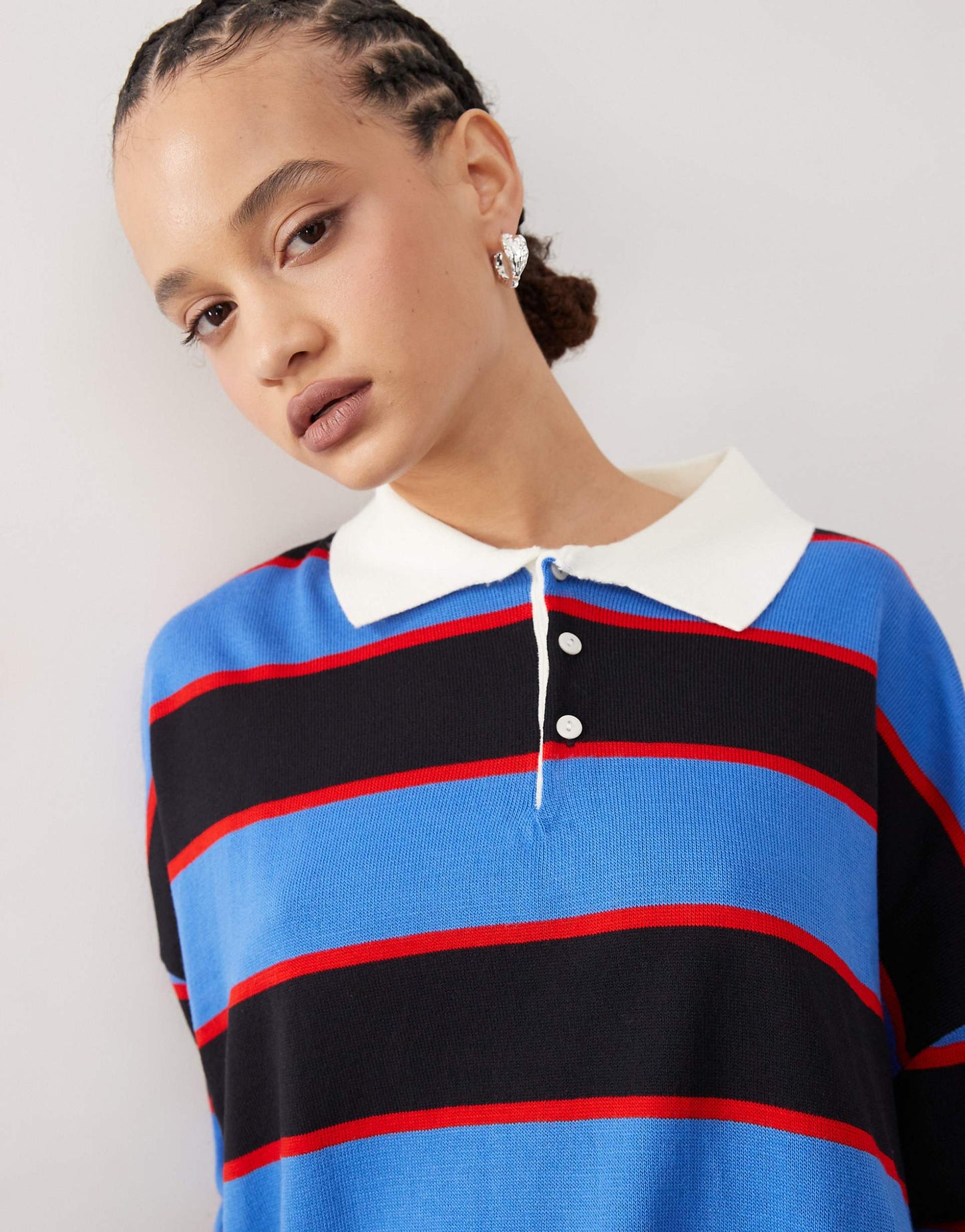 Polo Stripe Jumper With Rugby Collar