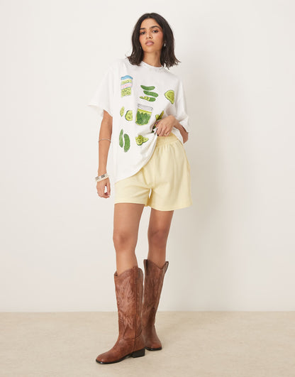 Oversized T-Shirt With Pickles Graphic