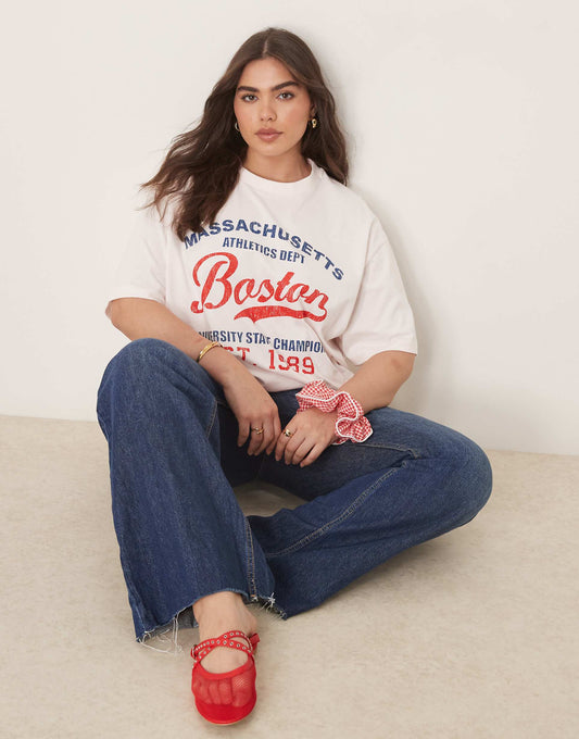 Curve Oversized T-Shirt With Boston Graphic