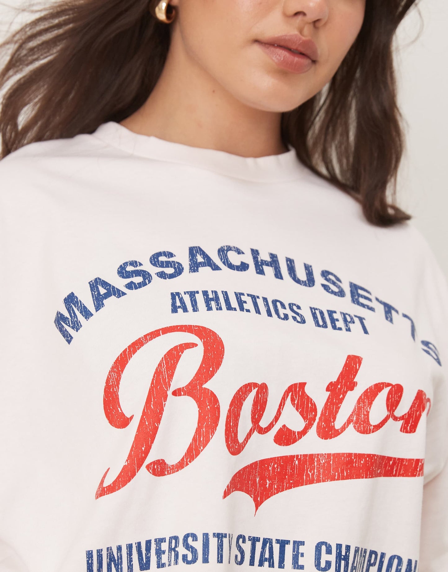 Curve Oversized T-Shirt With Boston Graphic