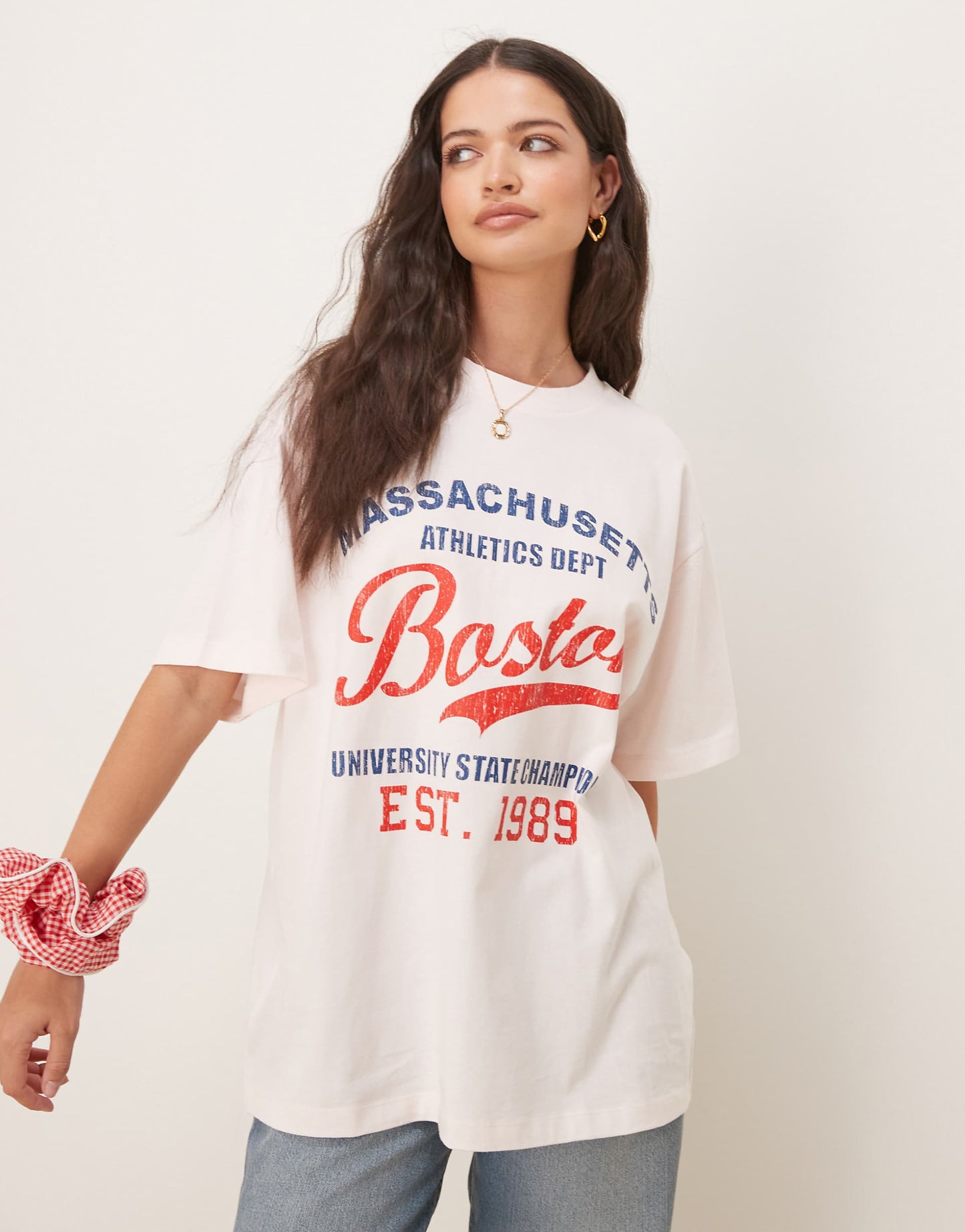 Oversized T-Shirt With Boston Graphic