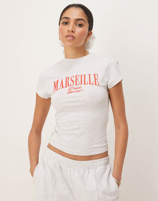 Baby Tee With Marseille Embroidered Graphic