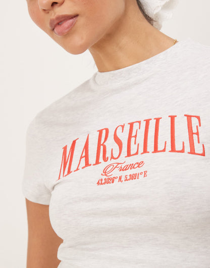 Baby Tee With Marseille Embroidered Graphic