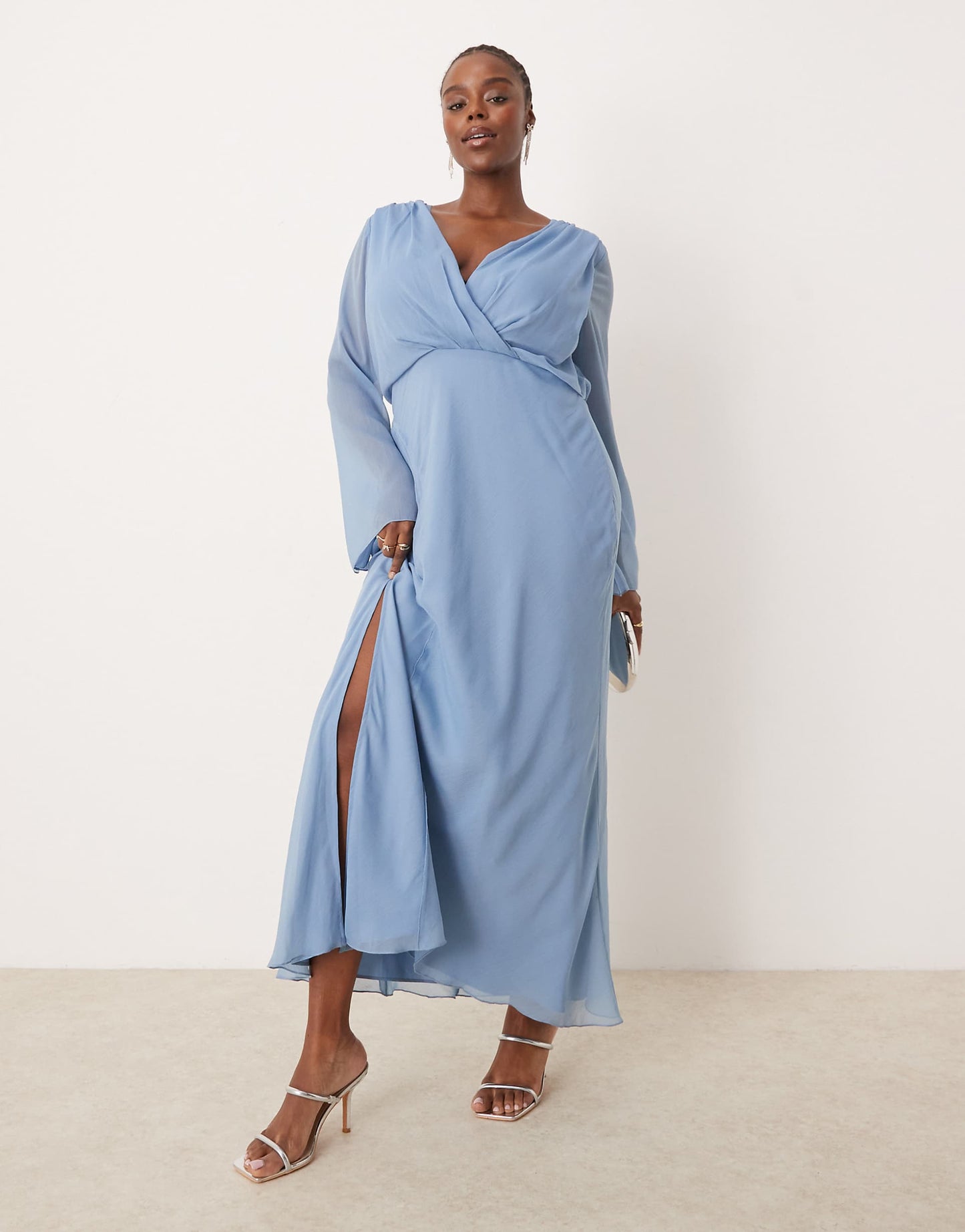 Curve Wrap Front Midi Dress With Seaming Details