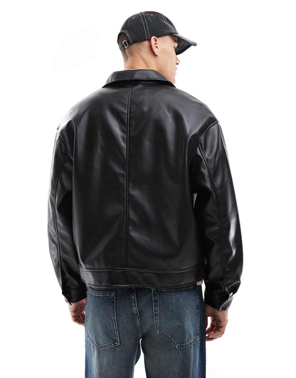 Faux Leather Bomber Jacket