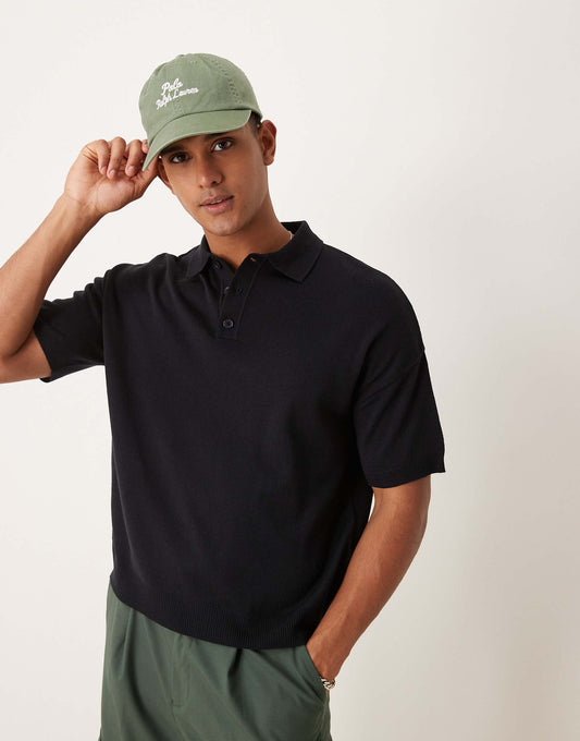 Relaxed Boxy Fit Knitted Polo