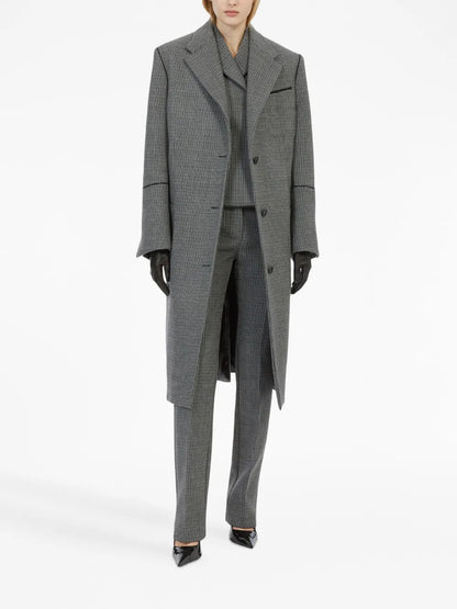 Single-Breasted Check-Pattern Coat
