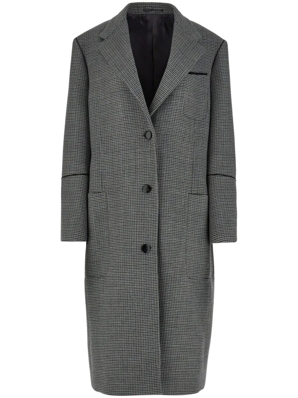 Single-Breasted Check-Pattern Coat