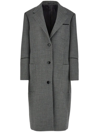 Single-Breasted Check-Pattern Coat