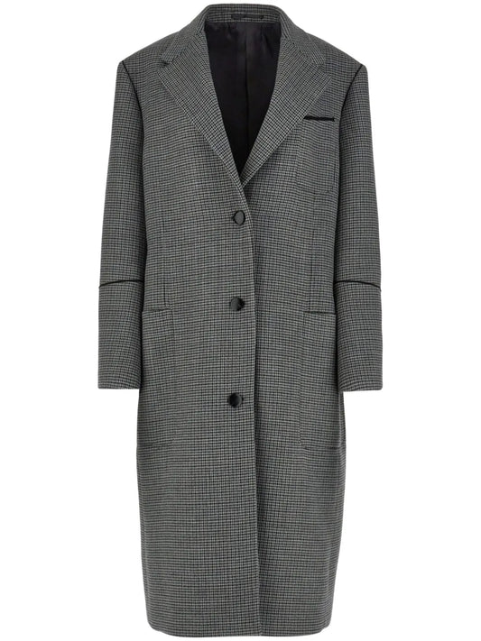 Single-Breasted Check-Pattern Coat