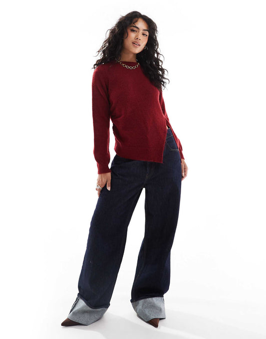 Knitted Asymmetric Jumper With Ruched Side