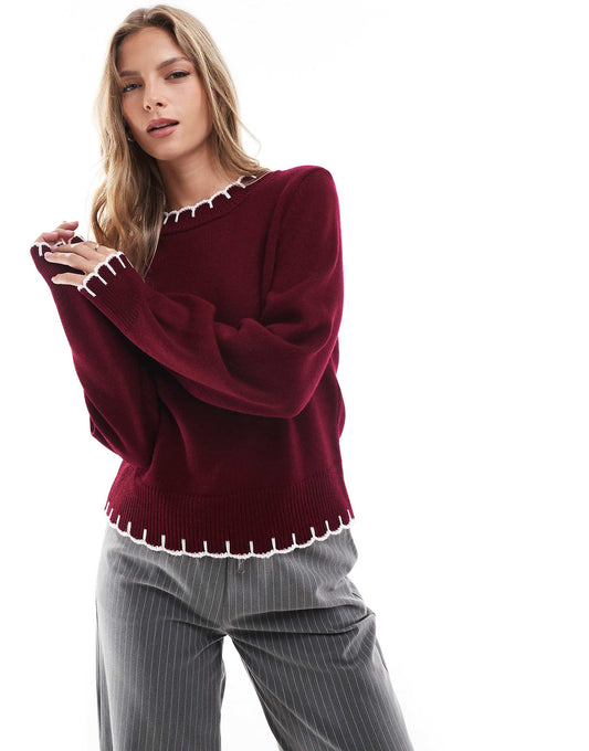 Knitted Jumper With Blanket Stitch Detail