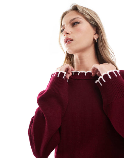 Knitted Jumper With Blanket Stitch Detail