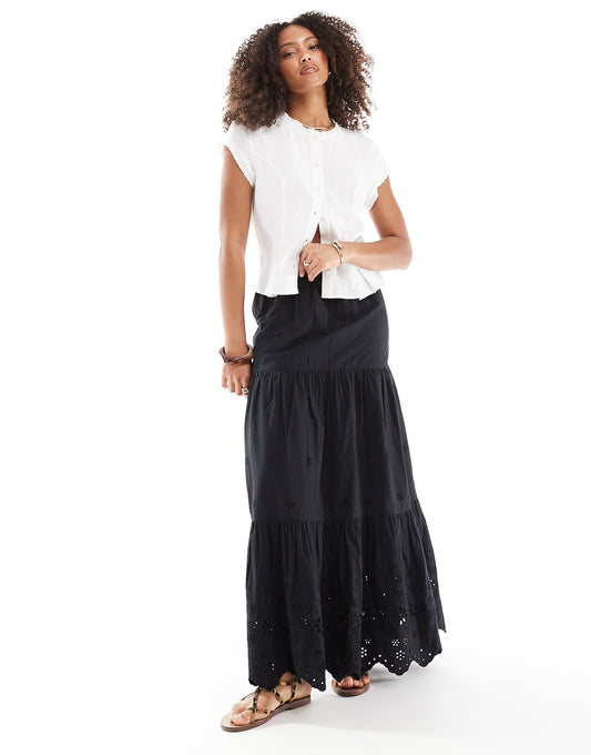 Cutwork Cotton Maxi Skirt