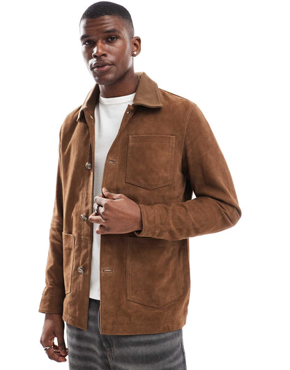 Icon Skaf Suede Jacket In Brown