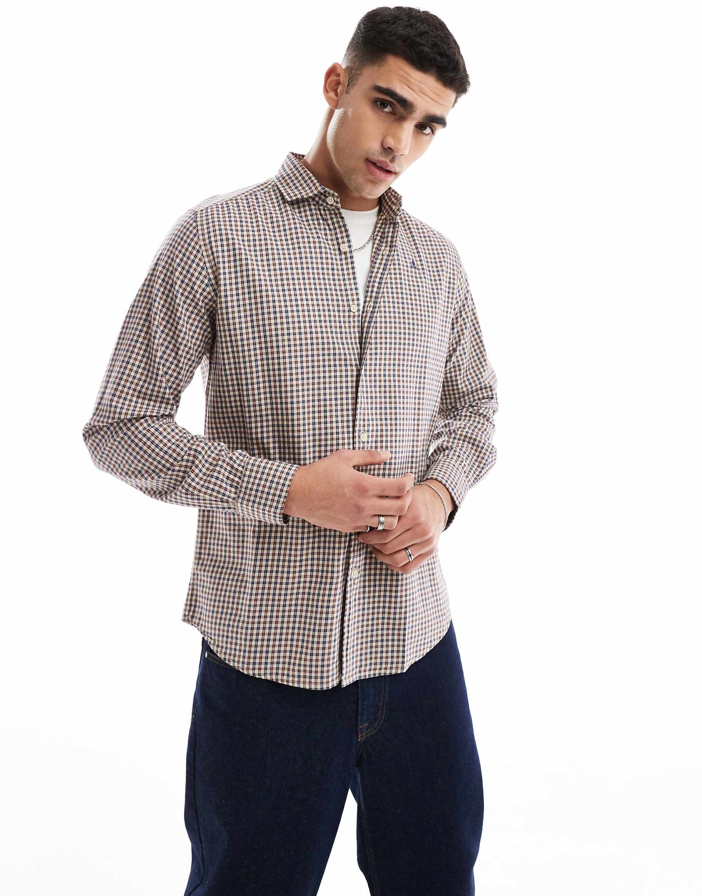 Butler Checks Shirt In Off White Check