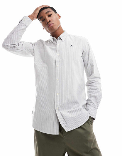 New Oxford Shirt In Dark Green Stripes