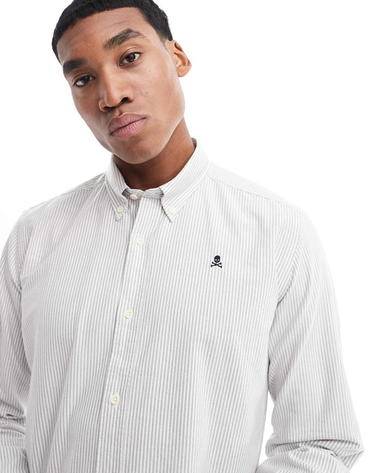 New Oxford Shirt In Taupe Stripes