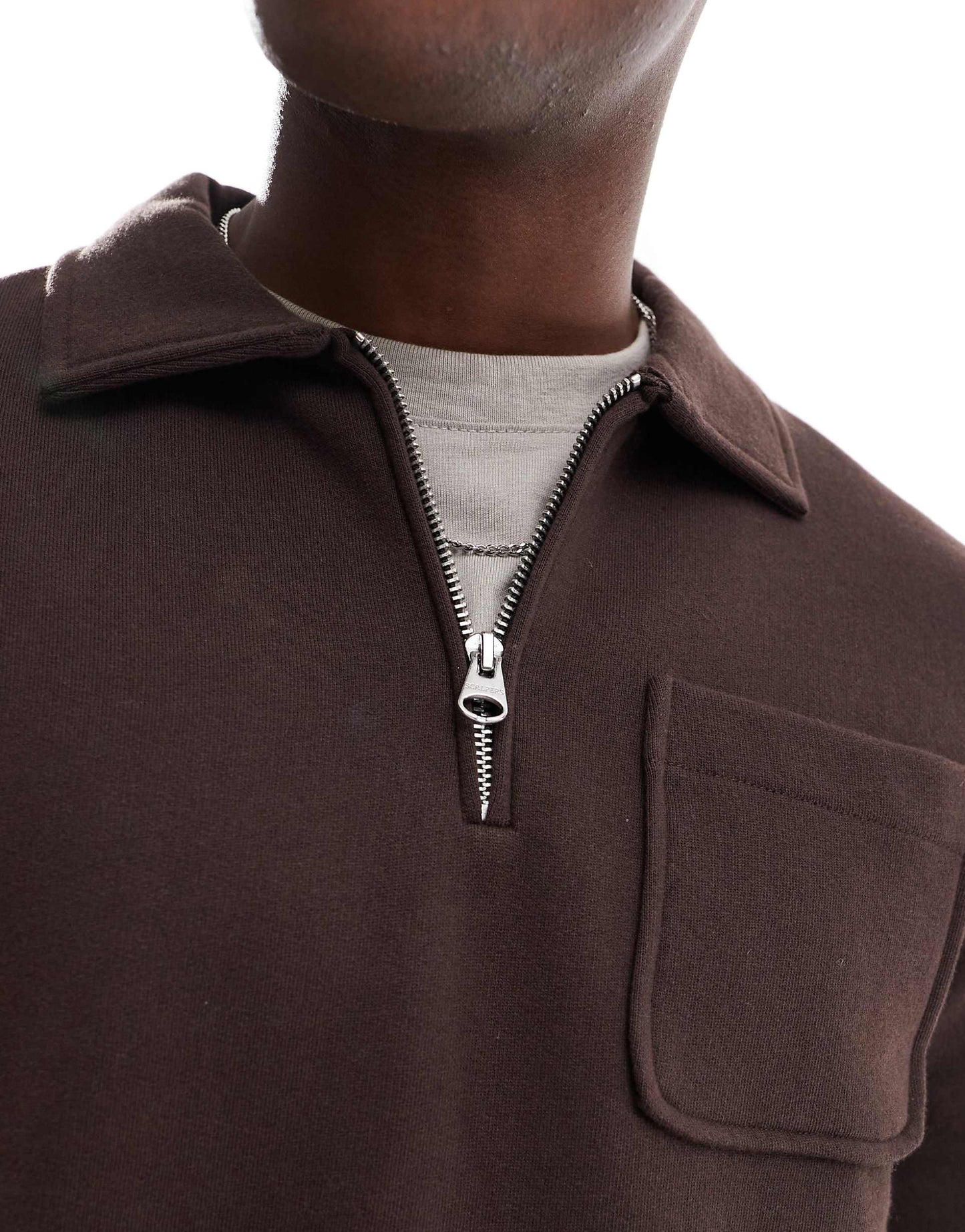 Polo Pocket Sweater In Brown