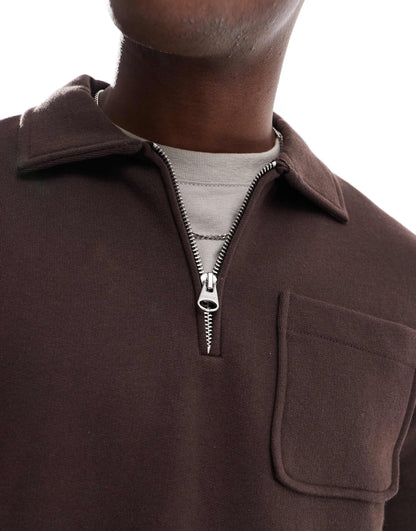 Polo Pocket Sweater In Brown