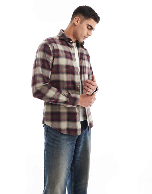 Ferdinad Winter Shirt In Taupe Check