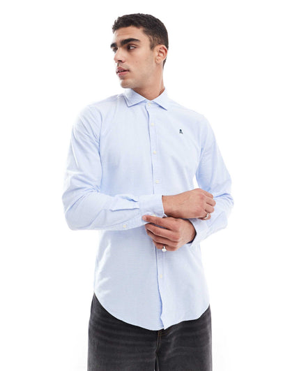 Oxford Peach Shirt In Blue Check