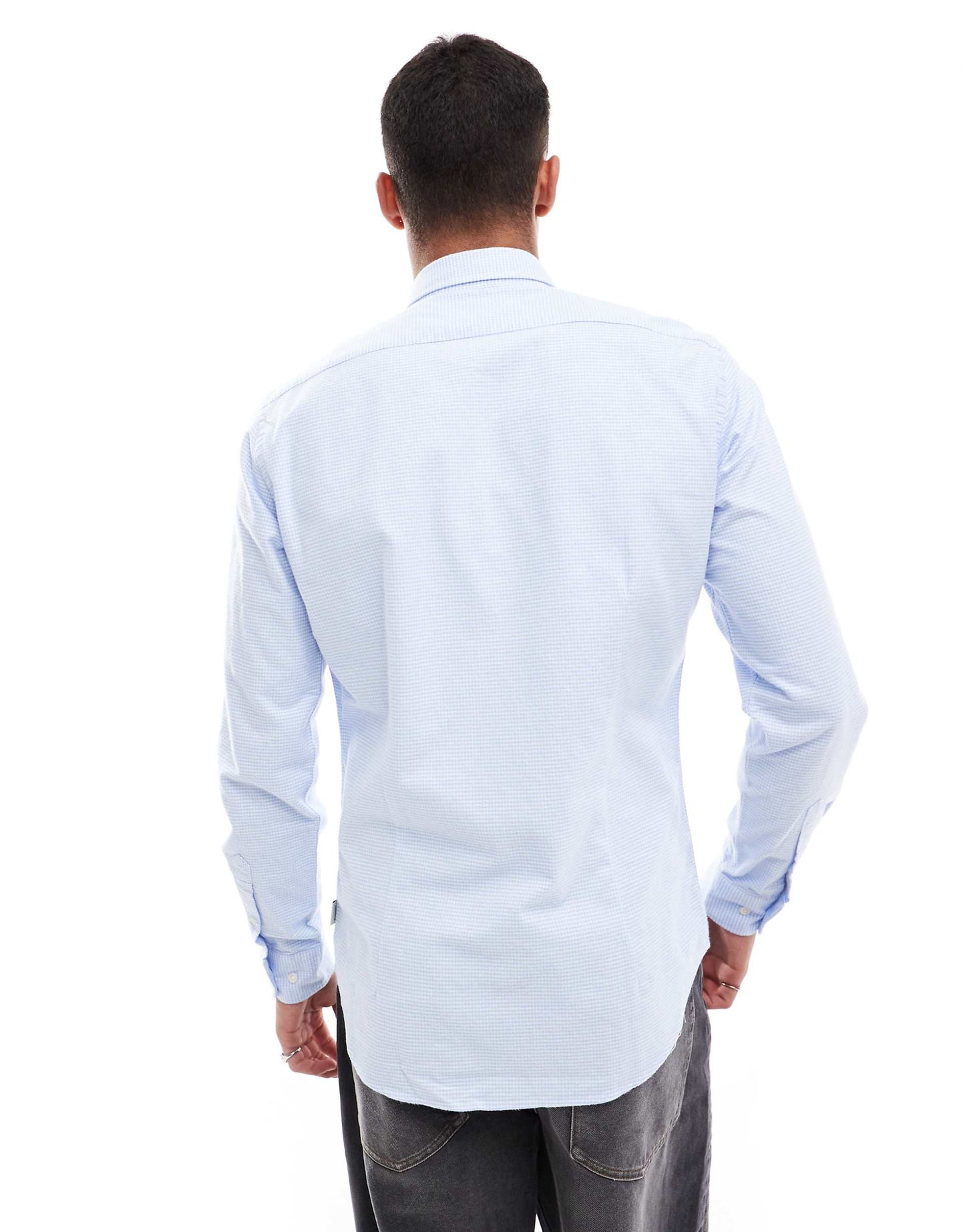 Oxford Peach Shirt In Blue Check