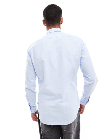 Oxford Peach Shirt In Blue Check