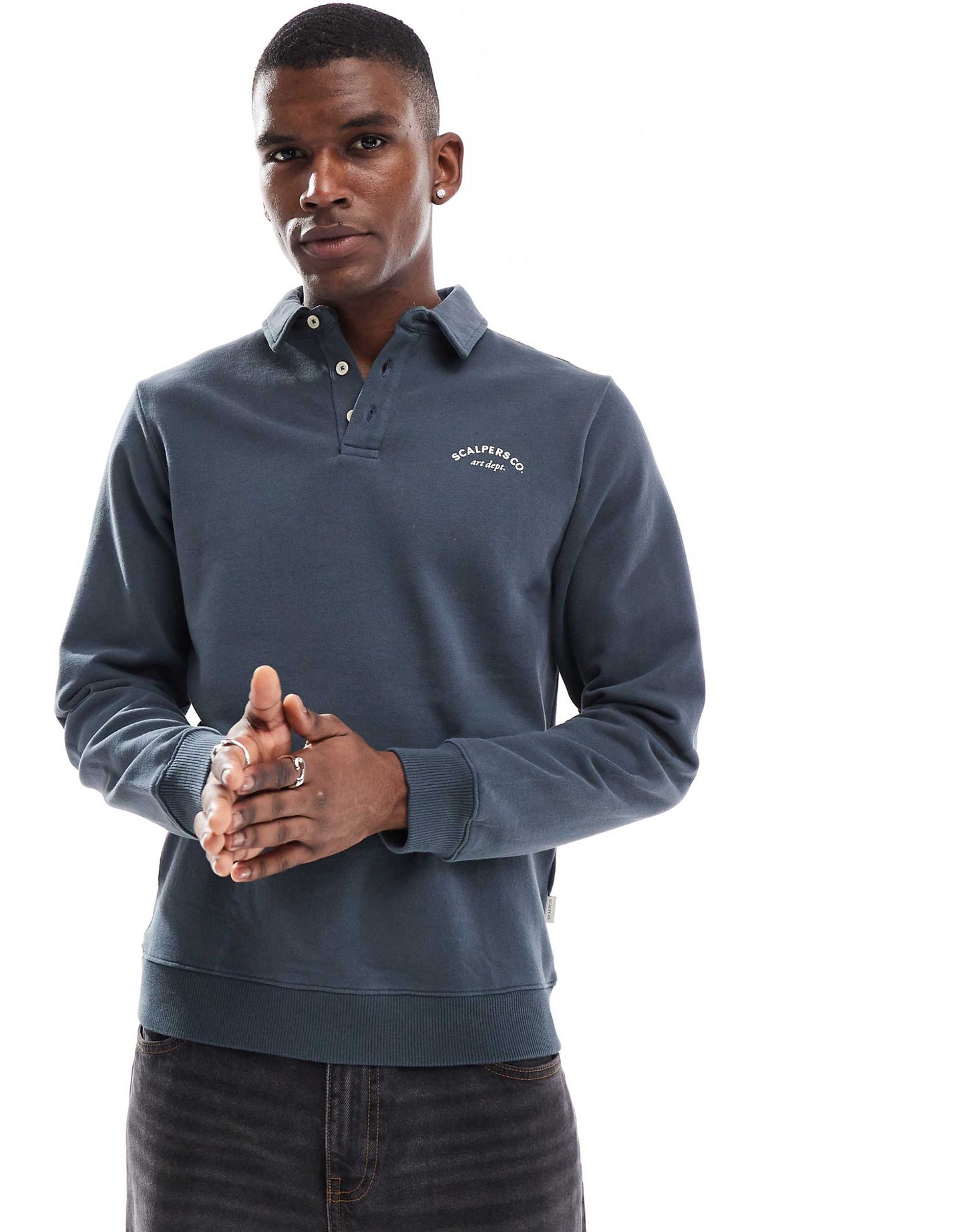 Sc Polo Sweater In Navy