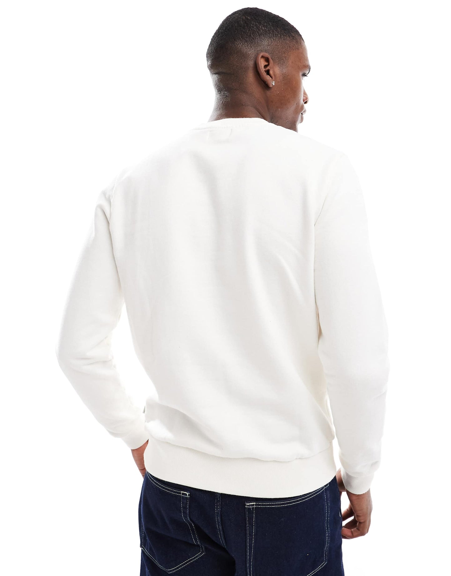 Crew Pocket Sweater In Off White