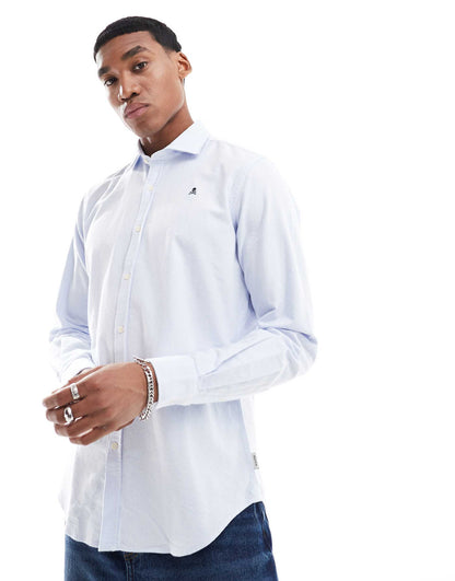 Oxford Peach Shirt In Blue Stripes
