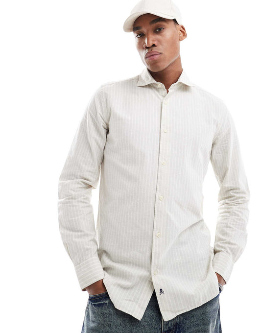 Abbot Shirt In Light Green Stripes