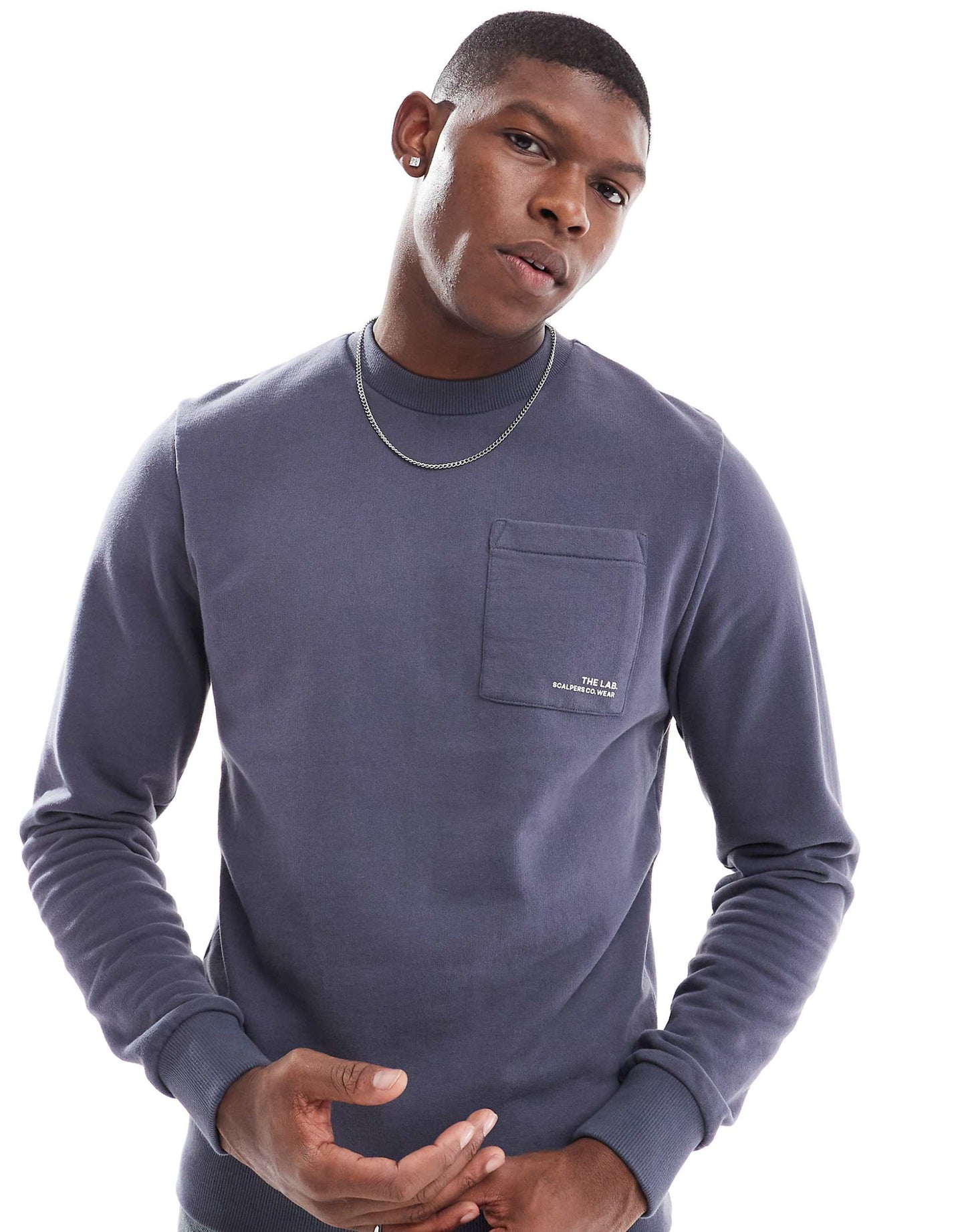 Crew Pocket Sweater In Navy