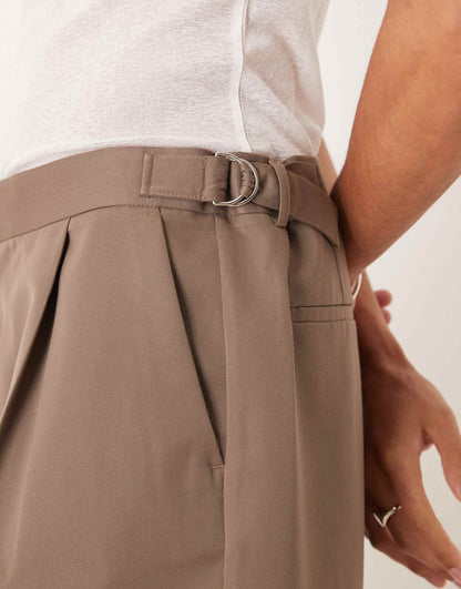 Smart Wide Leg Shorts With Front Pleat And Side Adjusters