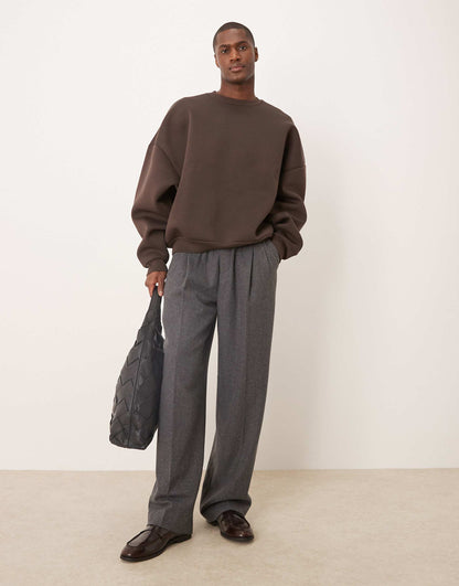 Heavyweight Extreme Oversized Scuba Sweatshirt Brown