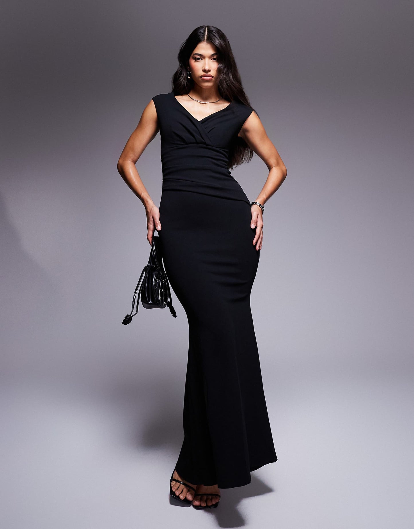Goddiva Pleated Maxi Dress