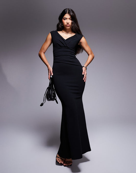 Goddiva Pleated Maxi Dress
