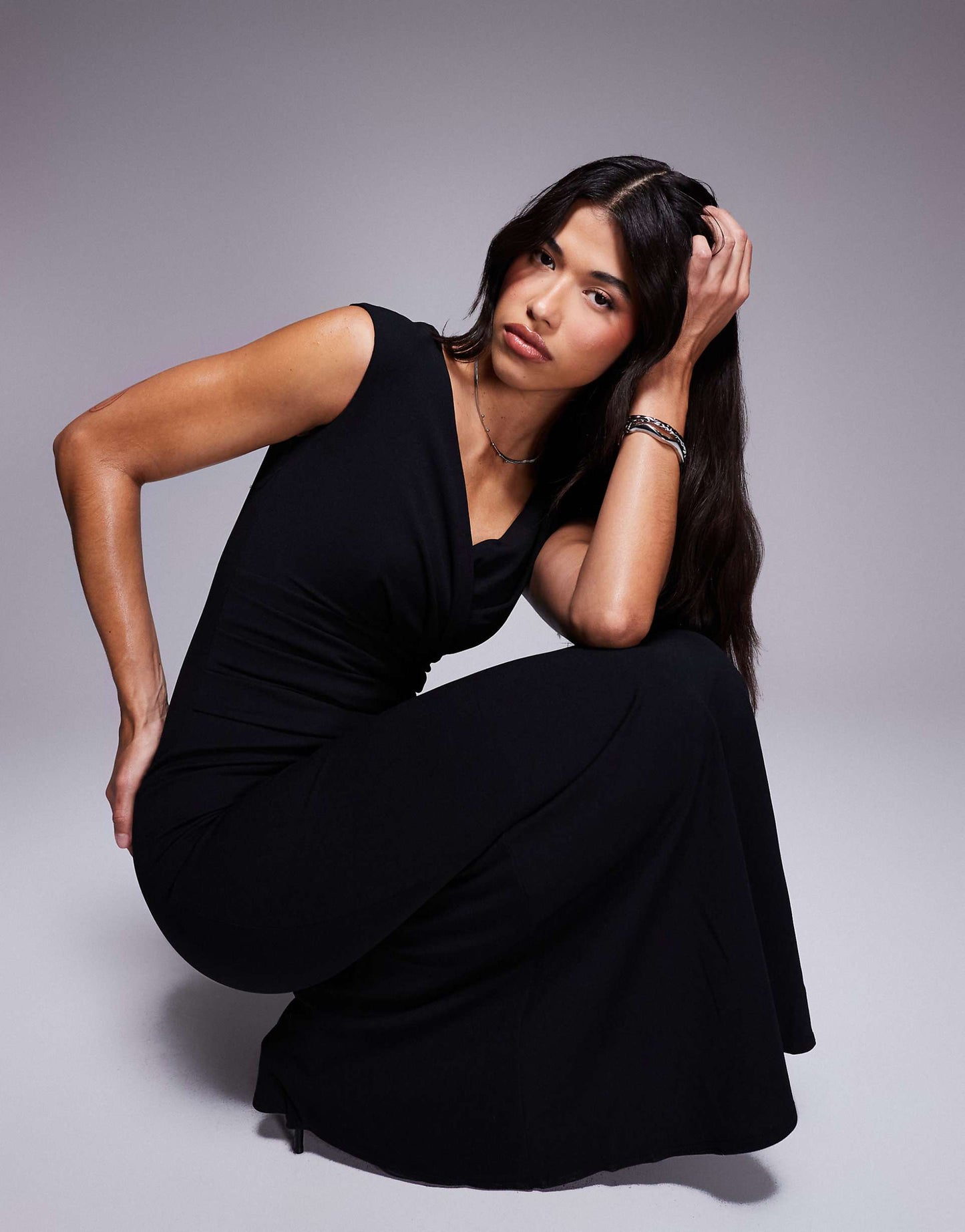 Goddiva Pleated Maxi Dress