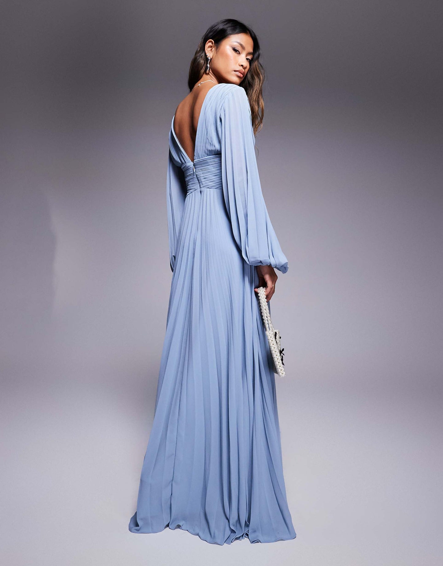 Balloon Sleeve Chiffon Maxi Dress