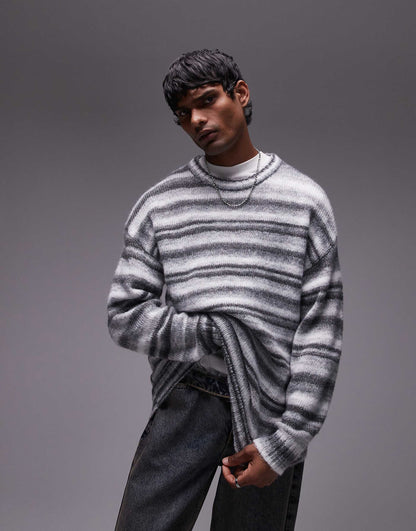 Relaxed Fit Fluffy Stripe Jumper