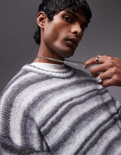 Relaxed Fit Fluffy Stripe Jumper