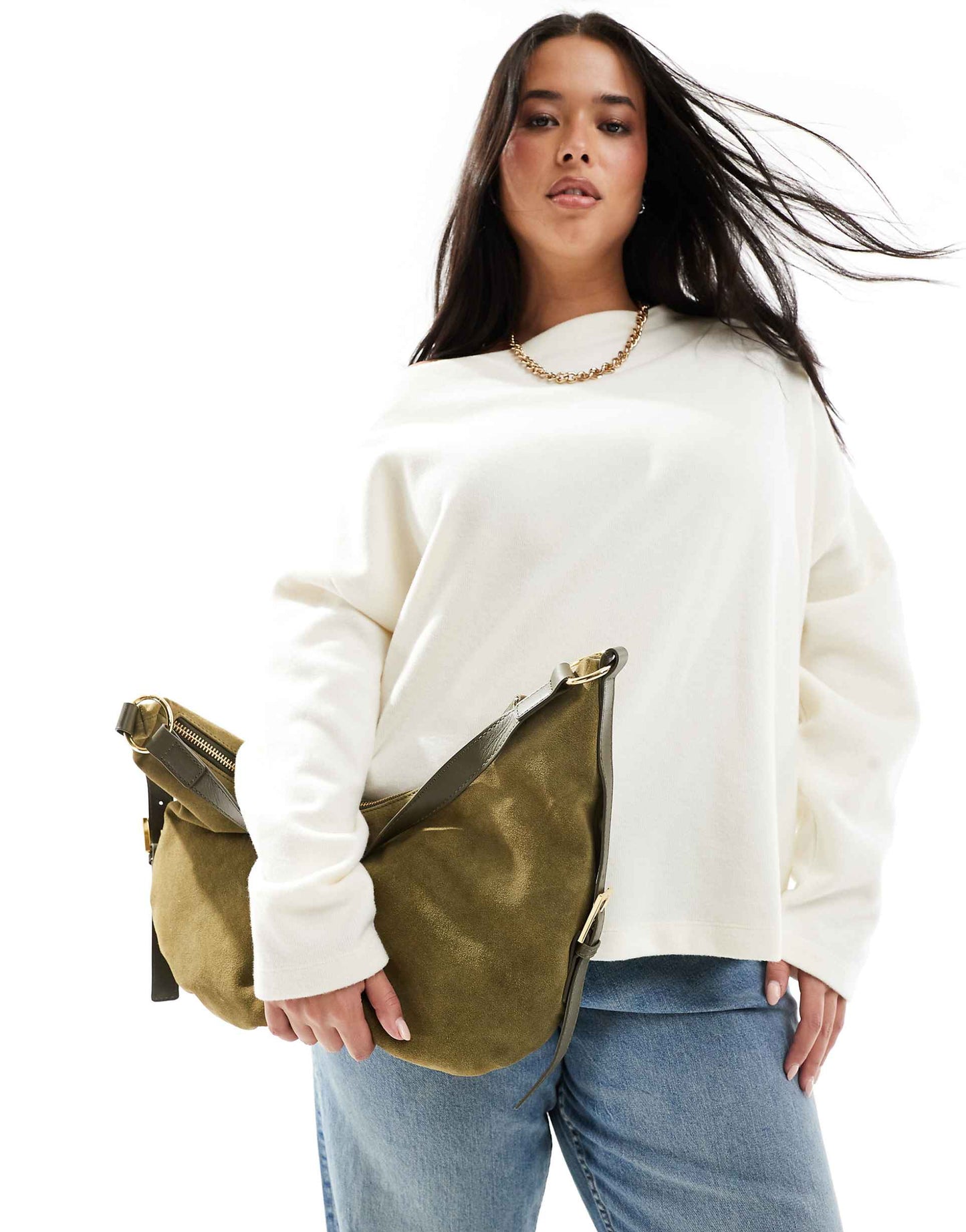 Suede Scoop Shoulder Bag