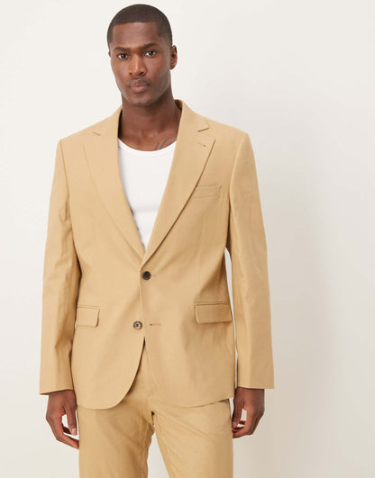 Linen Blend Slim Suit Jacket