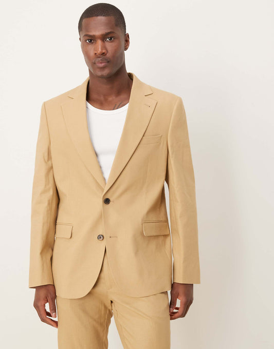 Linen Blend Slim Suit Jacket