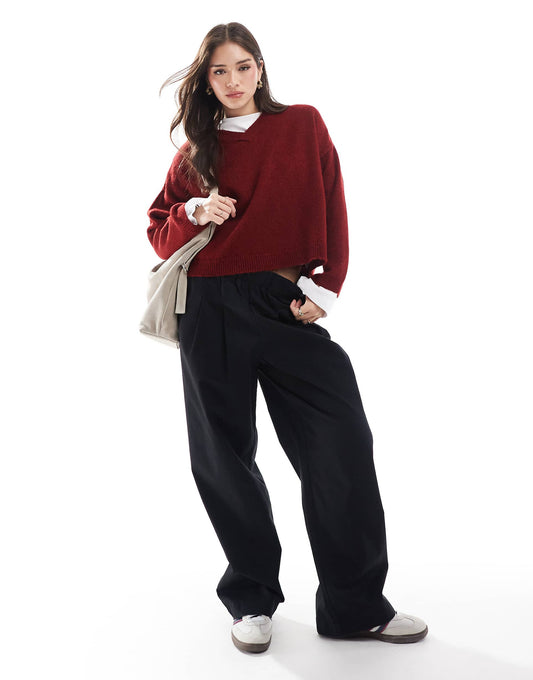 Exaggerated Pull On Wide Leg Trouser