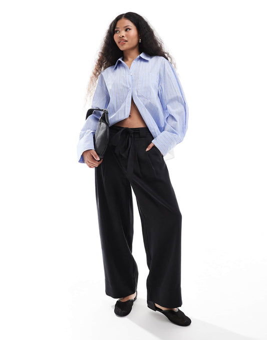 Petite Soft Belted Ankle Grazer Trousers