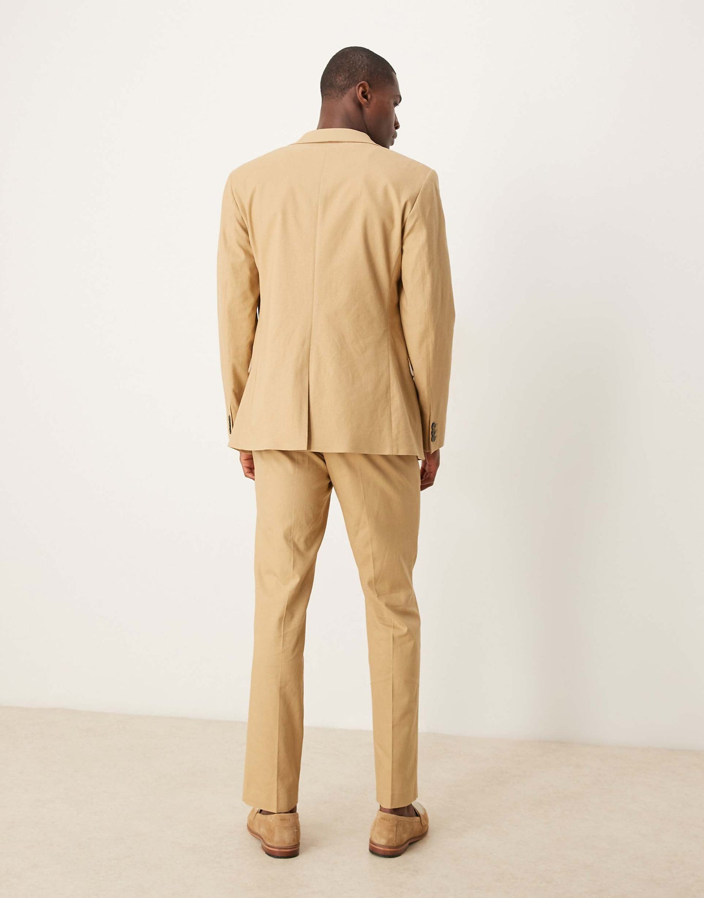 Linen Blend Slim Suit Trousers