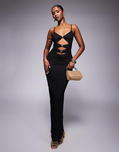 Ring Front Textured Maxi Beach Dress