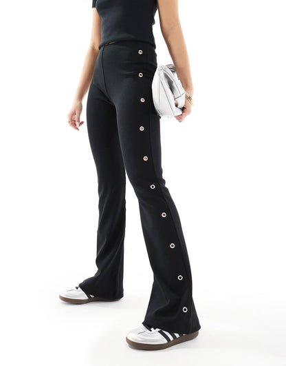 Flare Trousers With Eyelet Detail